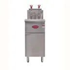 image of Hubert 79845 15" Floor Model Gas Deep Fryer, Full Pot, Liquid Propane, 50 Ibs, 120.000 BTU