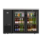 image of Koolmore KM-BC-2GD-SCBK 48" x 25" x 34" Black Cooler, 7.4 Cu Ft, Glass Doors, LED, Temp, 4 Shelves