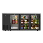 image of Koolmore KM-BC-3GD-SCBK - 3-Door Cooler, 72" W x 25" D x 34" H, 18.3 cu ft, Black, LED, Temp Control