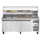 image of Koolmore KM-RPCPS-2D79-GRT 79" Refrigerated Pizza Prep Table, 3-Door, Granite Top