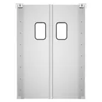image of Koolmore KM-SWD36X2 Double Panel Traffic Door, Aluminum, 72"W x 84"H, Swing Door with 9"x14" Window