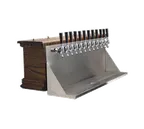 image of Micro Matic CFD12A Coffin Box Draft Beer Tower, Counter, 36" Dark Oak, Air‑Cooled, 12 SS Faucets