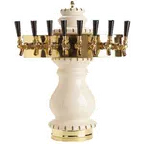 image of Micro Matic CT400E-8 Draft Beer Tower, 9" Dia x 24-7/8" H, A‑Cooled, Ceramic, Brass 8‑Tap Faucets