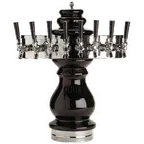 image of Micro Matic CT400E-8KR Countertop Draft Beer Tower, 9" Dia, Glycol‑Cooled, 8 Stainless Steel Faucets