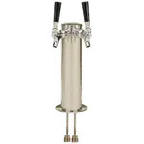 image of Micro Matic D4743DS Column Draft Beer Tower Countertop 3"x12" Air-Cooled Steel Brass Faucets 1-3 Taps