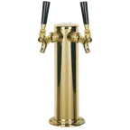 image of Micro Matic D4743DT-PVD Beer Tower 3" Dia x 12" H Air‑Cooled Brass 1‑3 Taps 9¼" Clearance 4½" Base