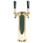 image of Micro Matic D4743DT-PVDKR Beer Tower, Countertop, 3"×12" Glycol‑Cooled, 2‑Tap PVD Brass, 304 SS, NSF
