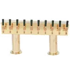 image of Micro Matic DPT410PVDKR 2‑Pedestal Draft Beer Tower, 30" x 15-9/16", Glycol‑Cooled, 10 Brass Faucets