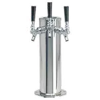 image of Micro Matic DS-143-PSSKR Draft Tower, 4" Dia. x 13-3/4" H, Glycol‑Cooled Steel, 3 Faucets, 6" Base