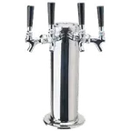 image of Micro Matic DS-144-PSS Countertop Beer Tower, 4" Dia. X 13-3/4" H Air-Cooled 4 Brass Faucets 6" Base