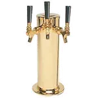 image of Micro Matic DS-243-PVD Beer Tower, Countertop, 4" Dia. x 13-3/4" H, PVD Brass, 3 Faucets, 6" Base