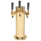 image of Micro Matic DS-243-PVDKR Tower, 4" x 13.75" H, Glycol‑Cooled, 3 Brass Faucets, 6" Base, Brass Finish