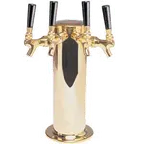image of Micro Matic DS-244-PVDKR Beer Tower, 4" Dia x 13-3/4" H, 6" Base, 4 PVD Brass Faucets, Glycol‑Cooled