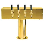 image of Micro Matic DS-254-PVD Draft Beer Tower, Countertop, 20"W X 15‑1/2"H, 4 Brass Faucets, PVD Brass