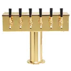 image of Micro Matic DS-256-PVDKR T‑Style Draft Beer Tower, 20"×15½", 6‑Tap PVD Faucets, Cooling Block
