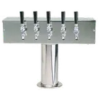 image of Micro Matic DS-355-PSS Draft Beer Tower, 20" W x 15½" H, Steel, 4-6 Tap Column, Chrome Brass Faucets