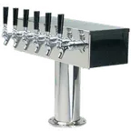 image of Micro Matic DS-356-PSS T‑Style Draft Beer Tower, 20" W × 15‑1/2" H, Stainless, 6 Faucets, 4" Column