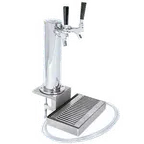 image of Micro Matic DS532CL Draft Tower Clamp-On 3" Column, 2 Chrome Faucets, 10"x6" Tray, Finish, 1-3 Taps