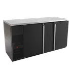 image of Micro Matic MBB68-E 69" Bar Cooler, 28 cu ft, Black Vinyl, 1/3 HP R290, Hinged Doors with Locks