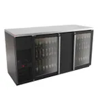 image of Micro Matic MBB68G-E - 69.5" Bar Cooler, 28 Cu Ft, Black Exterior, 2 Swing Glass Doors, 1/3 HP 115V