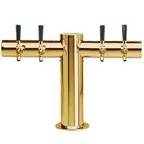 image of Micro Matic METRO-T-4PVDKR Beer Tower 24\"W x 16\"H, 4‑Tap PVD Brass, Glycol‑Cooled, 4\" Col, NSF