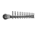 image of Micro Matic METRO-WM-12PSSKR Beer Tower, Wall-Mount 44" x 9", Glycol, 12 Stainless Faucets, 3" OC