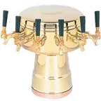 image of Micro Matic MTB-6BR Mushroom Beer Tower, Counter, 12" Dia x 15-5/16" H, Brass Finish, 6 Faucets