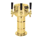image of Micro Matic MTM-3BR Draft Beer Tower, 7-5/16" × 14" Air-Cooled, Brass, Countertop, 1-Column, 3 Faucets