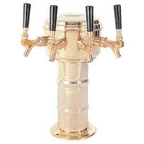 image of Micro Matic MTM-4BRKR Mini-Mushroom Draft Beer Tower 7-5/16" Dia x 14" H 4 Faucets Brass