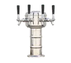 image of Micro Matic MTM-4PSS Countertop Beer Tower, 7-5/16" Dia. x 14" H, 4 Chrome Brass Faucets, Finish