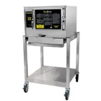 image of AccuTemp N31201E060 SGL 3 Pan Gas Boilerless Connected Steamer w/ Stand Mounted, 60.000 BTU