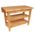 image of John Boos KIB03-O Kitchen Island Bar, 48"W x 38"D, Northern Hard Rock Maple, Oil Finish, 8" Drop Leaf, 15" Utensil Drawer