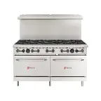 image of Wolf WX60-10BN 60" Natural Gas Restaurant Range w/ (10) Open Burners, (2) Standard Ovens, 340.000 BTU