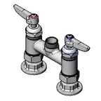 image of T&S Brass B-0225-CR-LN Pantry Mixing Faucet, Double, Deck Mount, 4" Centers