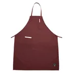image of Winco BA-PBG Bib Apron – 33" x 26" Full Length, Burgundy, 65/35 Poly‑Cotton, Chef Style, 2 Pockets, Machine Wash/Dry