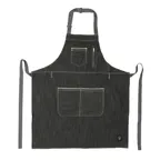 image of Winco BADN-3430 Village Bib Apron, 34-1/2" L x 30-1/4" W, denim, cotton‑poly, 3 pockets + zip pouch, machine washable