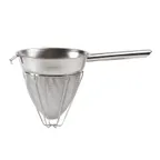 image of Winco CCB-8R 8" Bouillon Strainer, Extra Fine Mesh, Reinforced, Hollow Handle