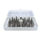 image of Winco CDT-26 Cream Nozzle Set 26‑Piece Stainless Steel, Rust‑Resistant, Box, Coupler, Nail