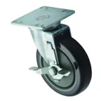 image of Winco CT-33B Plate Caster Brake, 5" 3.5" x 3.5" Aluminum Plate Polyurethane 220 lb Capacity - 2/Set