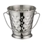 image of Winco DDSA-102S 3 1/2" x 3 5/8" Hammered Stainless Steel Mini Pail with Handle