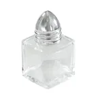 image of Winco G-100 Glass Square Shaker, 1/2 oz, Stainless Steel Top, Glass Jar - 1 Dozen