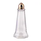 image of Winco G-111 Glass Salt & Pepper Shaker, 1 oz Capacity, Brass Top, Single Design, Glass Jar - 1 Dozen