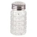 image of Winco G-118 2 oz Single Salt & Pepper Shaker, Glass Jar with Stainless Steel Flat Top - 1 Dozen