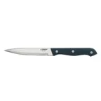 image of Winco K-70P 5" Steak Knife, 9-3/8" Overall, Stainless Steel, POM Handle, Pointed Tip - 1 Dozen