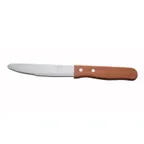 image of Winco KB-15W Jumbo 10" OAL Steak Knife, 5" Stainless Blade, Round Tip, Oak Wood Handle - 1 Dozen