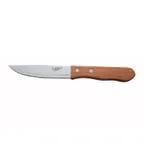 image of Winco KB-30W Jumbo 10" Steak Knife, 5" Stainless Steel Blade, Tip, Oak Wood Handle - 1 Dozen