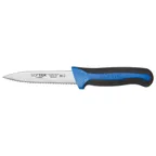 image of Winco KSTK-31 Paring Knife, 3‑1/2" Serrated Blade, X50CrMoV15 Steel, Black/Blue Handle - 2/Pack