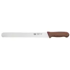 image of Winco KWP-121N Stäl 12" Straight Bread Knife w/ Brown Handle