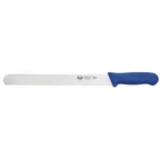 image of Winco KWP-121U Stäl 12" German Steel Straight Bread Knife with Blue Handle