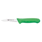 image of Winco KWP-30G Stäl 3-1/4" Paring Knife, spear‑point, 3" steel blade, green PP handle - 2/Pack